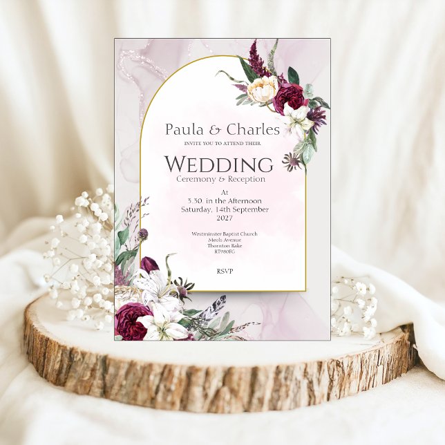 Pretty in Pink Floral Wedding Invitation (Creator Uploaded)