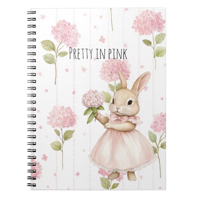 Pretty In Pink Flowers Bunny Notebook (Front)