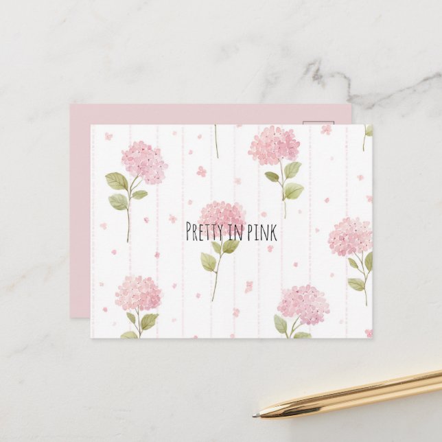 Pretty In Pink Flowers   Postcard (Front/Back In Situ)