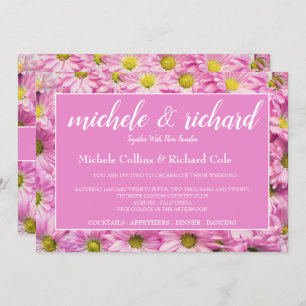 Pretty In Pink Flowers Wedding Invitation