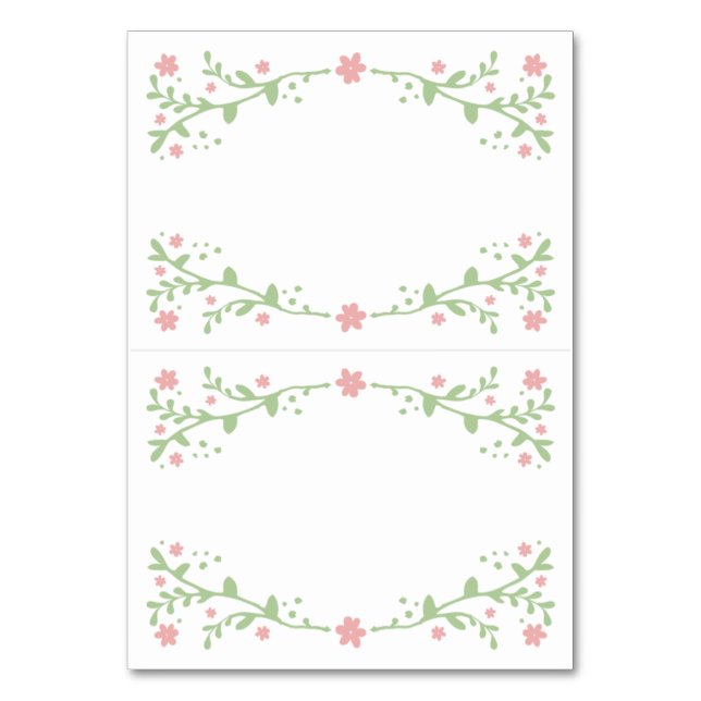 Pretty in Pink Foldable Table Place Cards (Front)