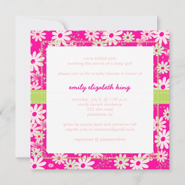 Pretty in Pink Garden baby shower Invitation (Front)