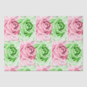 Pretty in Pink & Green Rose Tissue Wrap Tissue Paper