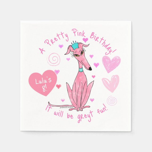 Pretty In Pink Greyhound Party  Napkin (Front)
