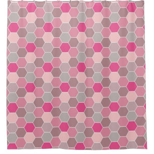 Pretty in Pink Honeycomb Pattern Shower Curtain