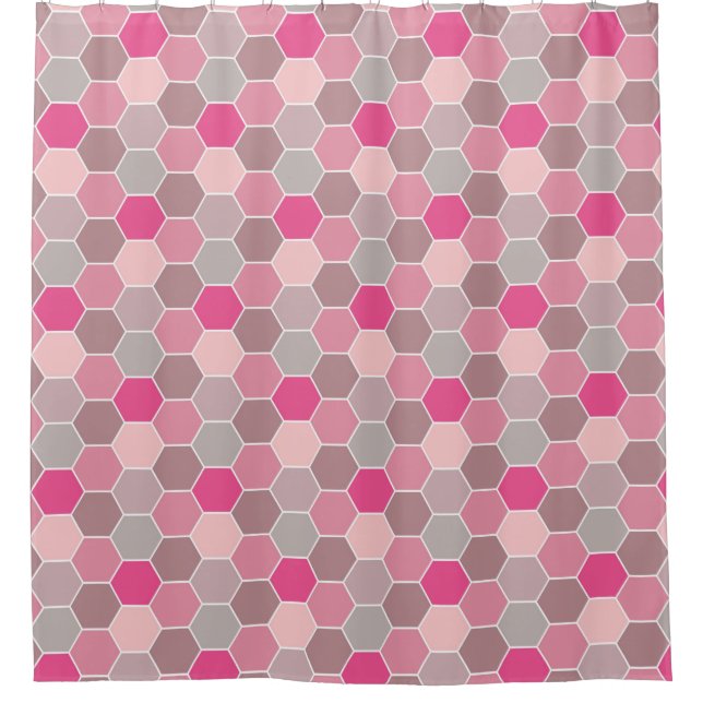 Pretty in Pink Honeycomb Pattern Shower Curtain (Front)