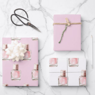 Pretty in Pink Nail Polish Birthday Wrapping Paper Sheet