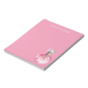 Pretty in Pink Perfume Bottle Gold Horse Charm Notepad
