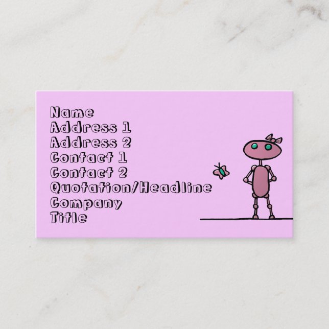 Pretty in Pink Personalised Business Cards (Front)
