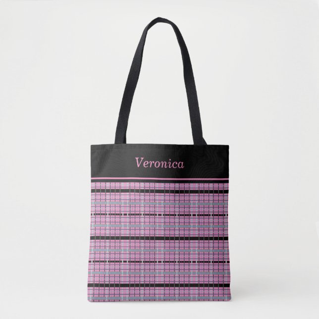 Pretty in Pink Plaid Tote Bag (Front)