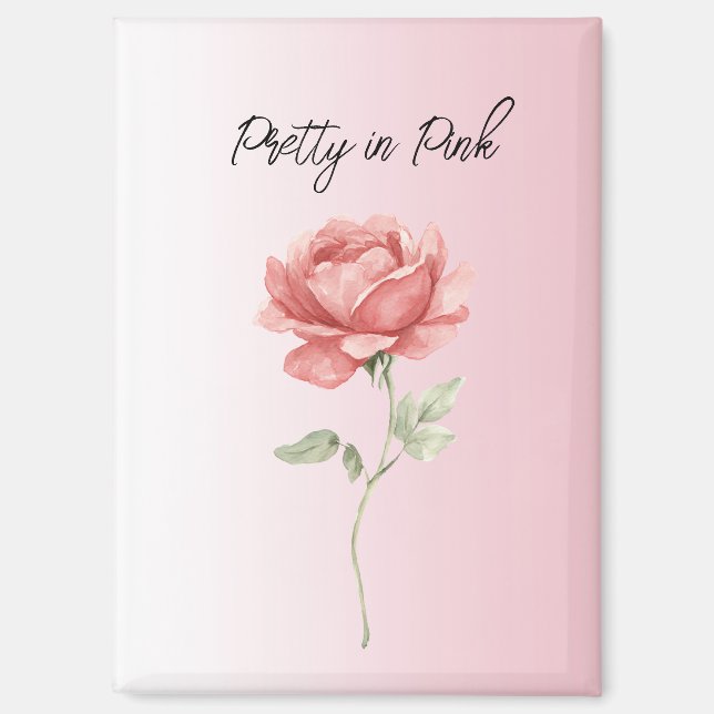 Pretty in Pink Red Rose Magnet (Front)