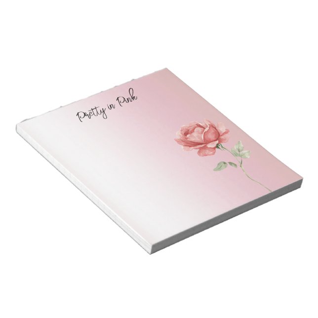 Pretty in Pink Red Rose Notepad (Angled)