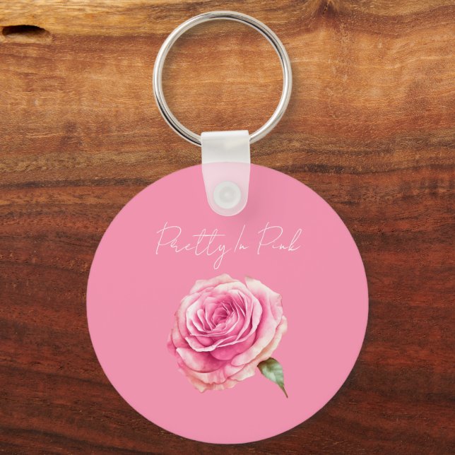 Pretty in Pink Rose Key Ring (Front)