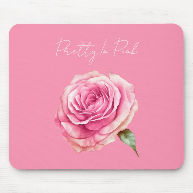 Pretty in Pink Rose Mouse Pad (Front)