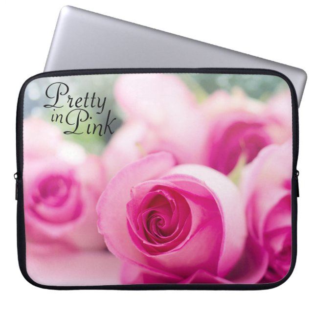 Pretty in Pink Roses Laptop Sleeve (Front)