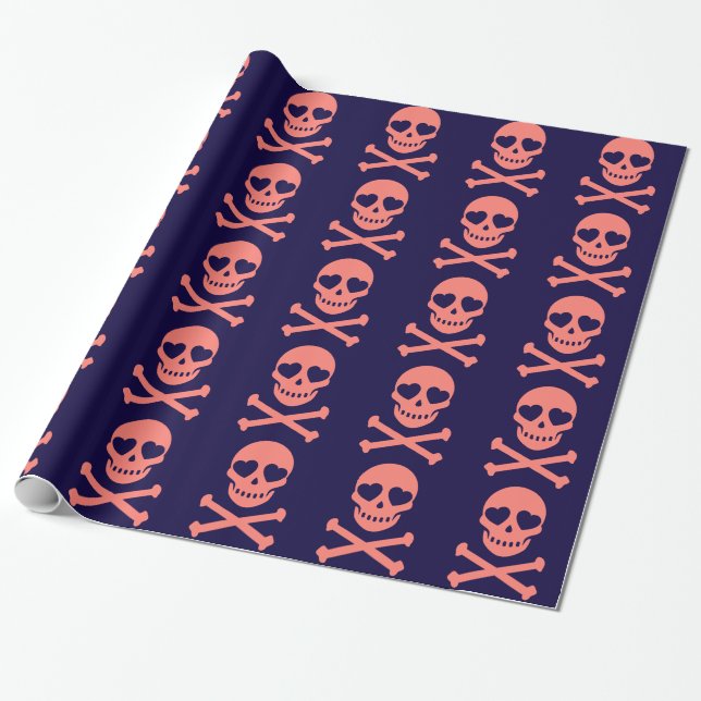 Pretty in pink skulls wrapping paper (Unrolled)