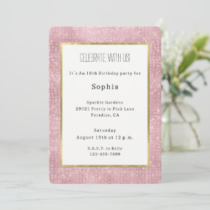 Pretty in Pink Sparkle Birthday Invitation