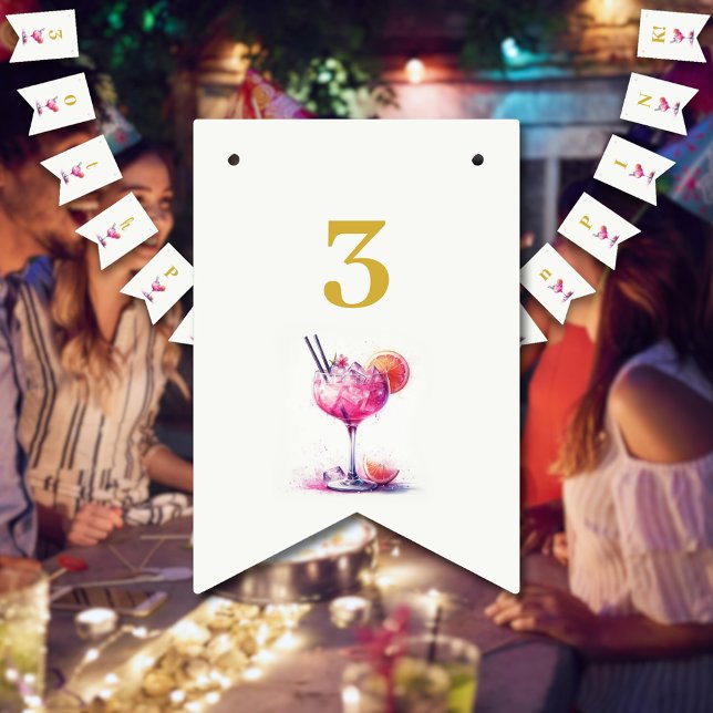 Pretty in Pink Theme Cocktail 30th Birthday Bunting (Creator Uploaded)