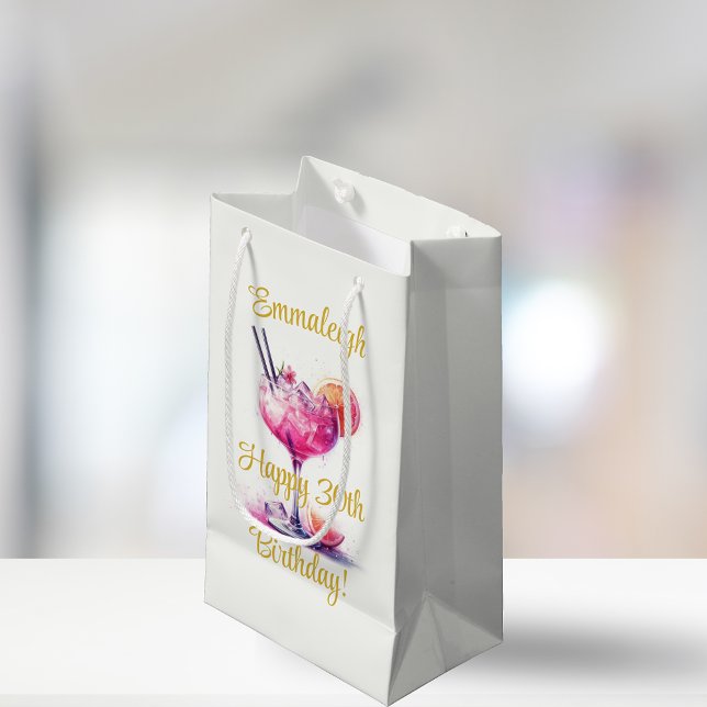 Pretty in Pink Theme Cocktail 30th Birthday Small Gift Bag (Creator Uploaded)
