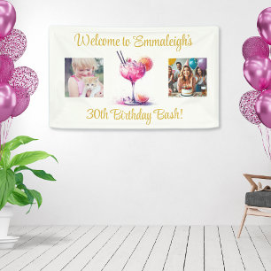 Pretty in Pink Themed Cocktail 30th Birthday Banner