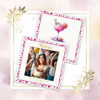 Pretty in Pink Themed Cocktail Birthday Thank You