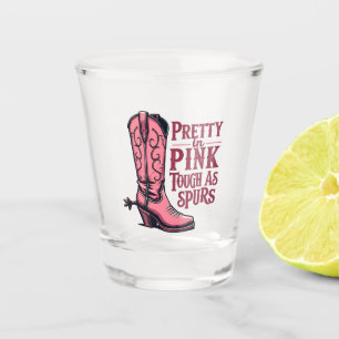 Pretty in Pink Tough as Spurs Cowgirl Boot Western Shot Glass