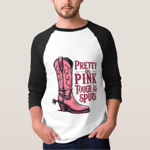 Pretty in Pink Tough as Spurs Cowgirl Boot Western T-Shirt