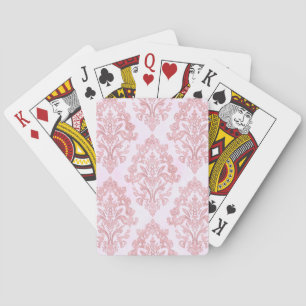 Pretty in Pink Victorian Damask Watercolor Pattern Playing Cards