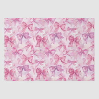 Pretty In Pink Watercolor Bows Tissue Paper