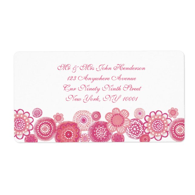 Pretty in Pink & White Floral Address Sticker (Front)