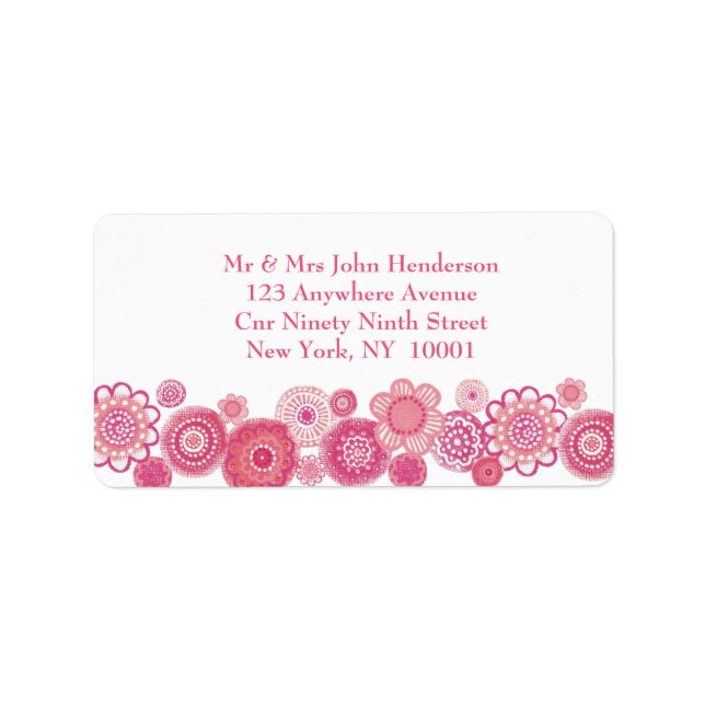 Pretty in Pink & White Floral Address Sticker (Front)