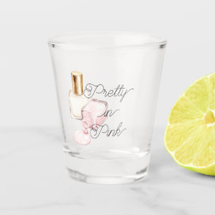Pretty in Pink White Nail Polish Shot Glass