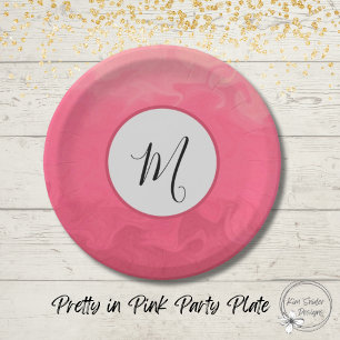 Pretty in Pink With Monogram Paper Plate