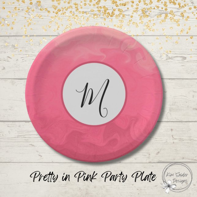 Pretty in Pink With Monogram Paper Plate (Creator Uploaded)