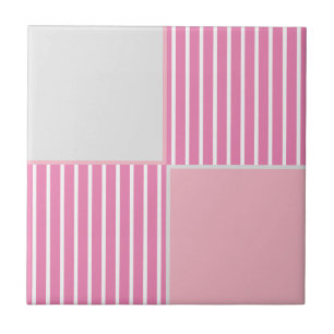 Pretty in pinks stripes and squares tile