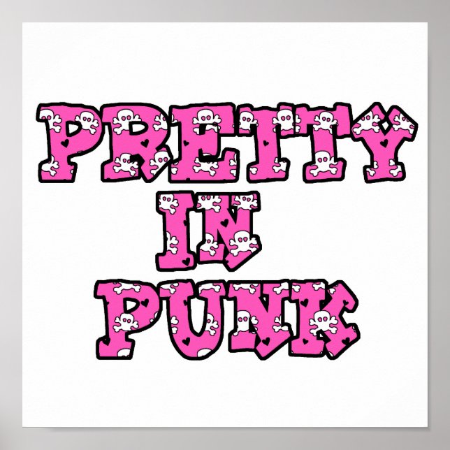 Pretty in Punk Skull Text Poster (Front)