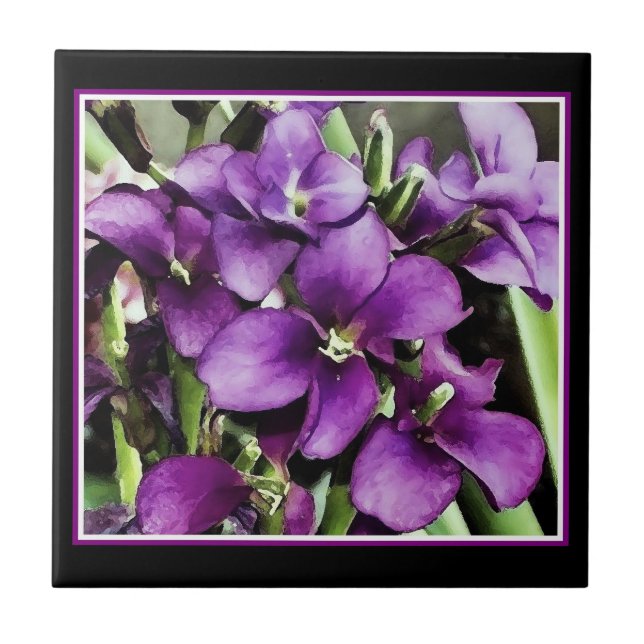 Pretty in Purple flower Tile (Front)
