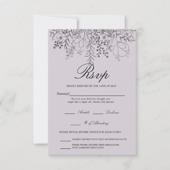Pretty in Purple RSVP Card (Front)