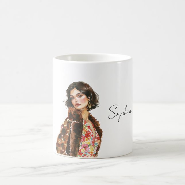 Pretty in Red Floral  Coffee Mug (Center)