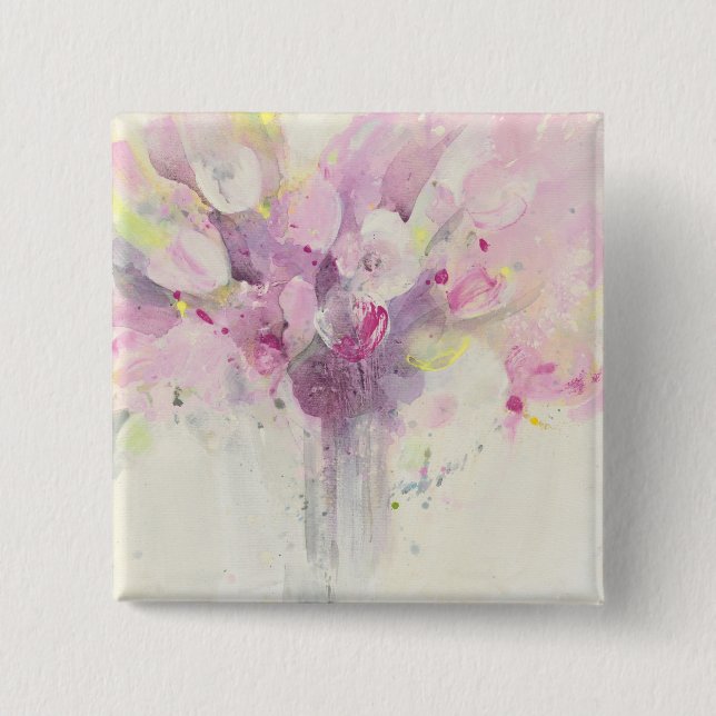 Pretty in Spring | Soft Pink Bouquet 15 Cm Square Badge (Front)