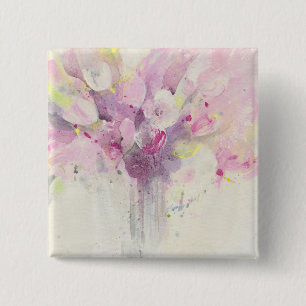 Pretty in Spring Soft Pink Bouquet 15 Cm Square Badge