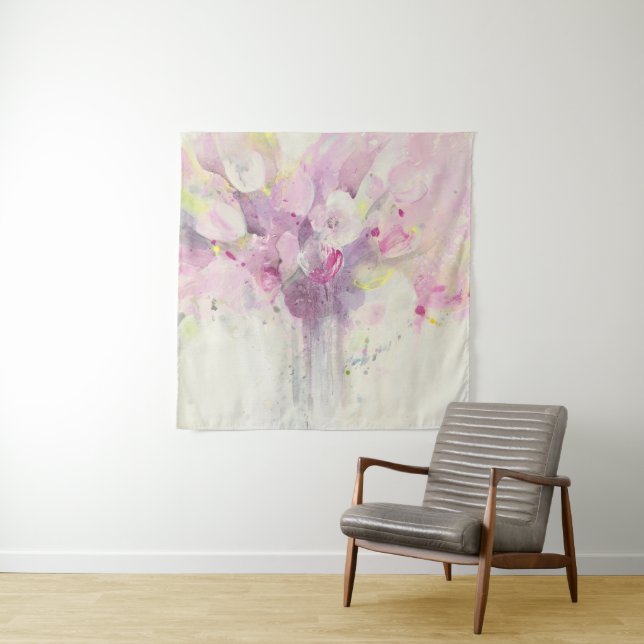 Pretty in Spring | Soft Pink Bouquet Tapestry (In Situ (Horizontal))