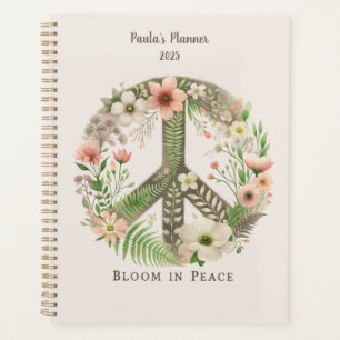 Pretty Initials Retro "Bloom in Peace" Peace Sign Planner