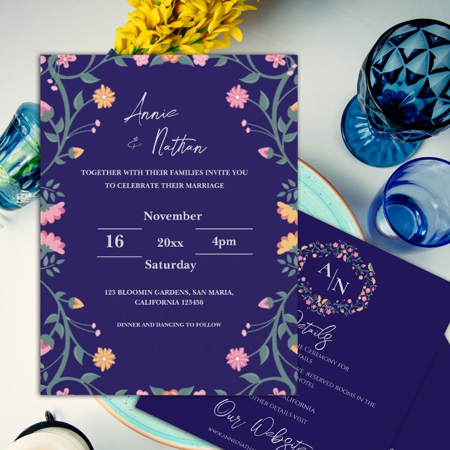 Pretty Intricate Floral Frame Wedding  Invitation Postcard (Pretty Intricate Floral Frame Wedding Invitation Postcard)