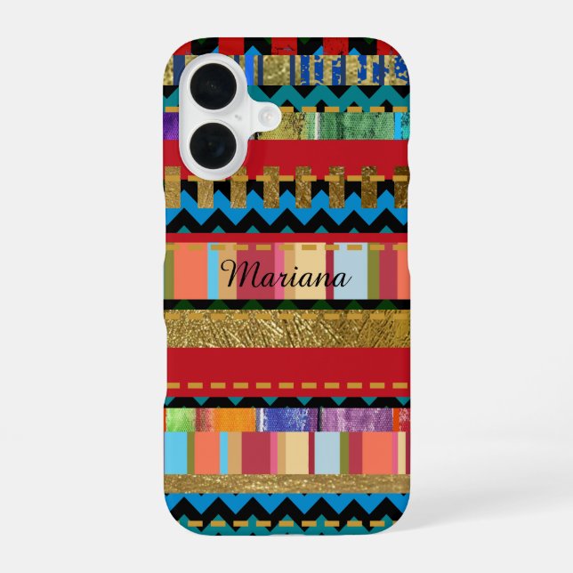 pretty iPhone-6 with colourful stripes pattern iPhone 16 Case (Back)