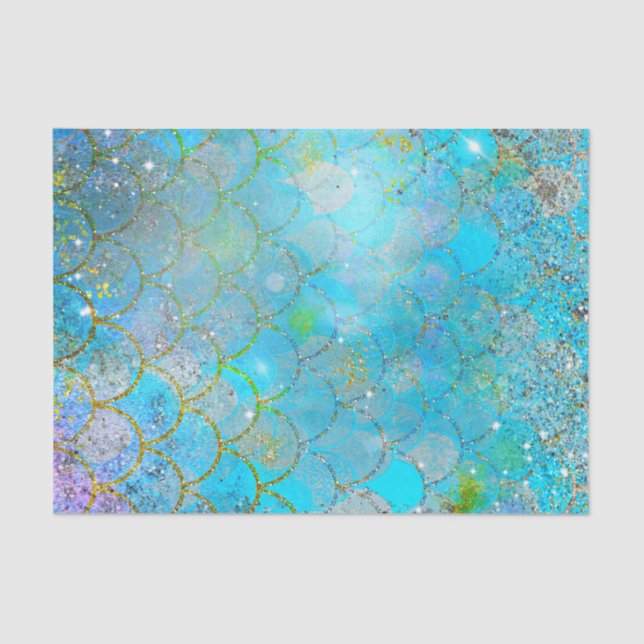 Pretty Iridescent Pearl Shimmer Mermaid Scales Tissue Paper (Front)