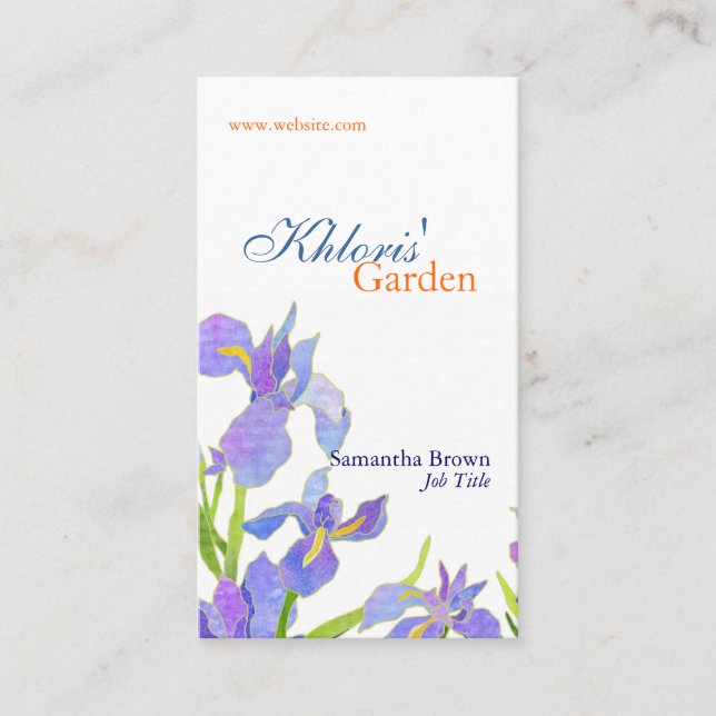 Pretty Iris Professional Florist Business Card (Front)