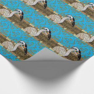 Pretty Island Bird  Stripe Wrapping Paper