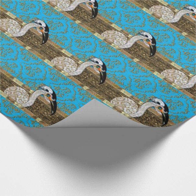 Pretty Island Bird  Stripe Wrapping Paper (Corner)