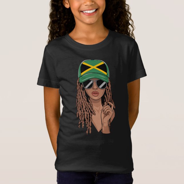 Pretty Jamaican and Loc'd Up! Proud Jamaican Hair T-Shirt (Front)